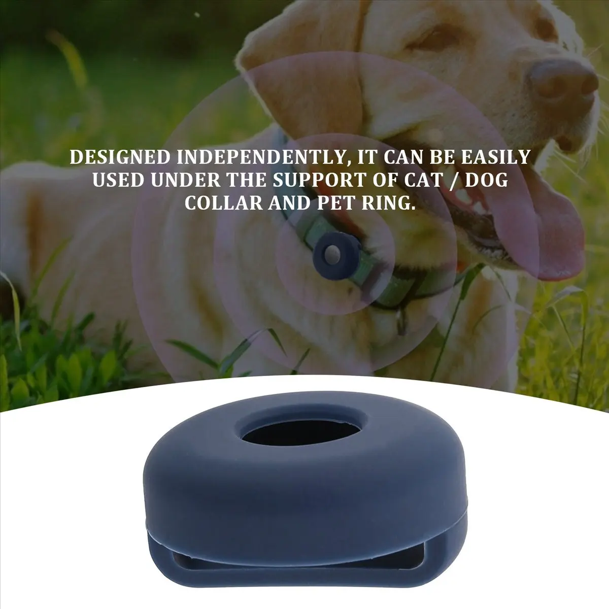 A013 Dog Collar(2 Pack), Silicone Pet Collar Case for , Anti-Lost Pet Loop Holder Black+Blue