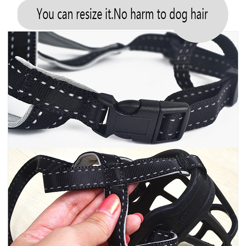 

1Pcs Silicone Dog Muzzle Adjustable Breathable Basket for Puppies and Dogs Stop Biting Barking Chewing Dirt Food Black Size 3