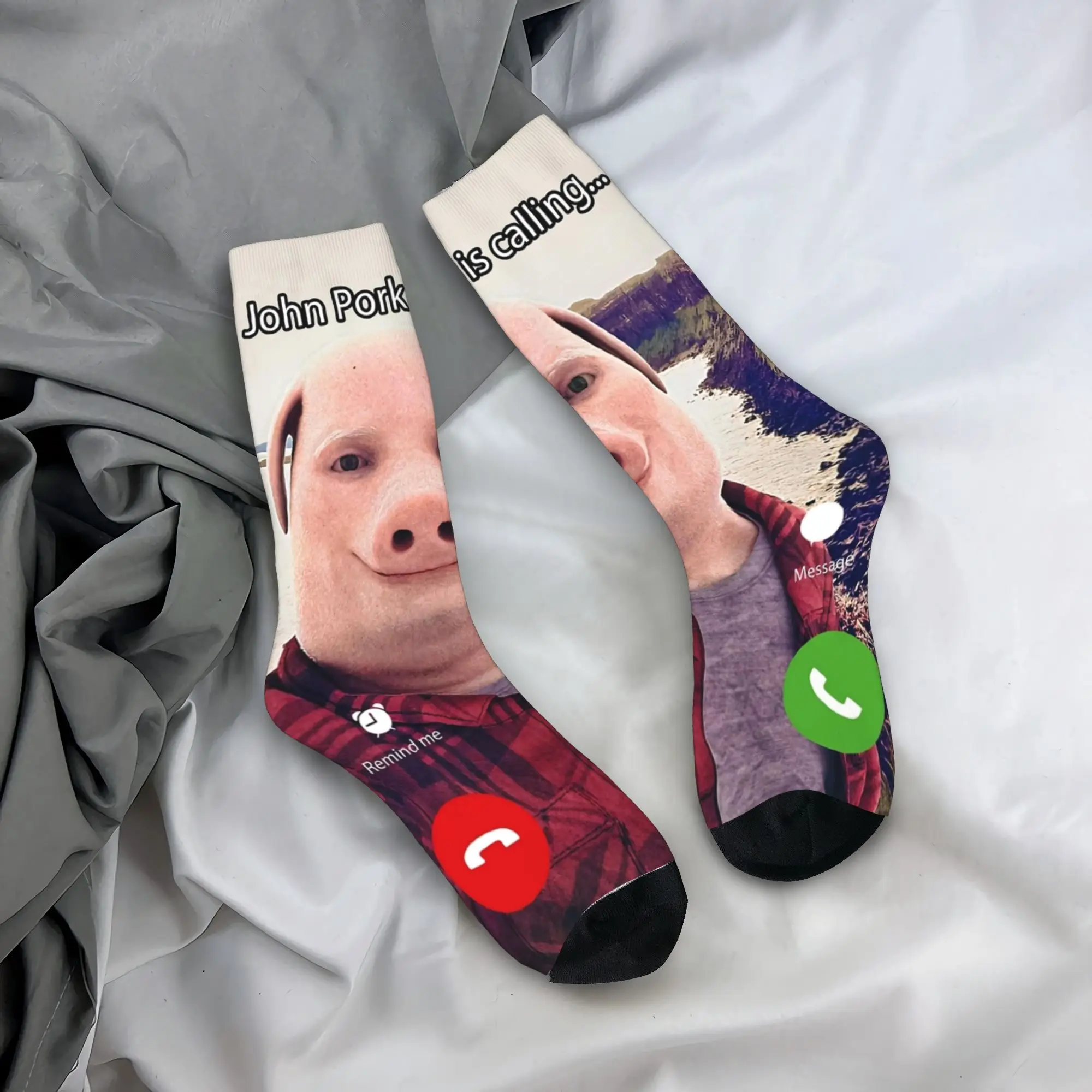 Fashion Unisex Crew Socks John Pork Is Calling Funny Meme Merchandise Comfortable  Non-slip Socks