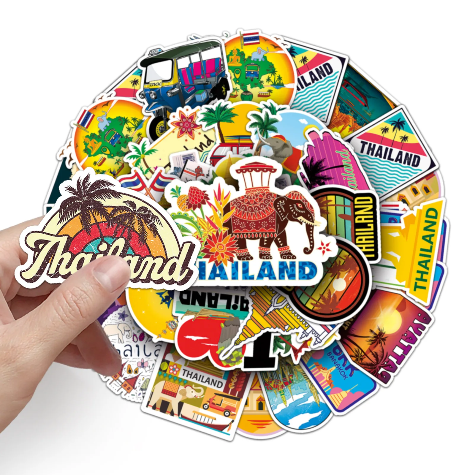 

10/30/50PCS Scenery of Thailand Stickers Outdoor Tourism Sticker Cartoon Graffiti Decals DIY Luggage Laptop Guitar Car Bike Toy