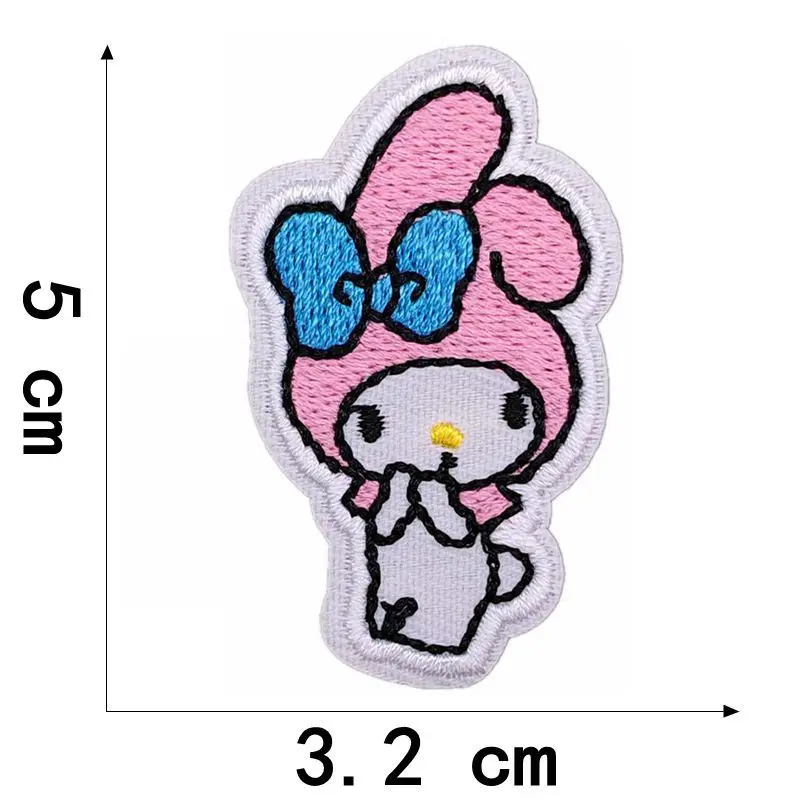 6/8Pcs Cartoon Sanrio Kuromi Melody Kwaii Applique For Sew Child Clothes Iron on Embroidery Patches Decor T-shirt Coat Stickers