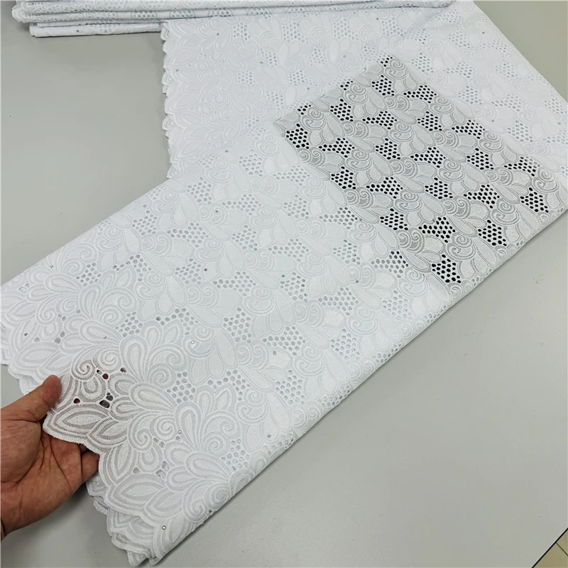 5 yard Pure white Swiss lace fabric Dry lace embroidery African 100% cotton fabrics Swiss voile lace Dubai style 12L2050801