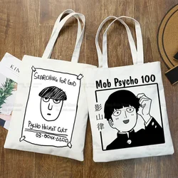 Mob Psycho 100 Canvas Shoulder Tote Bag Women Shigeo Kageyama Handbags Eco Reusable One Anime Manga Shopping Bag Ulzzang Bags