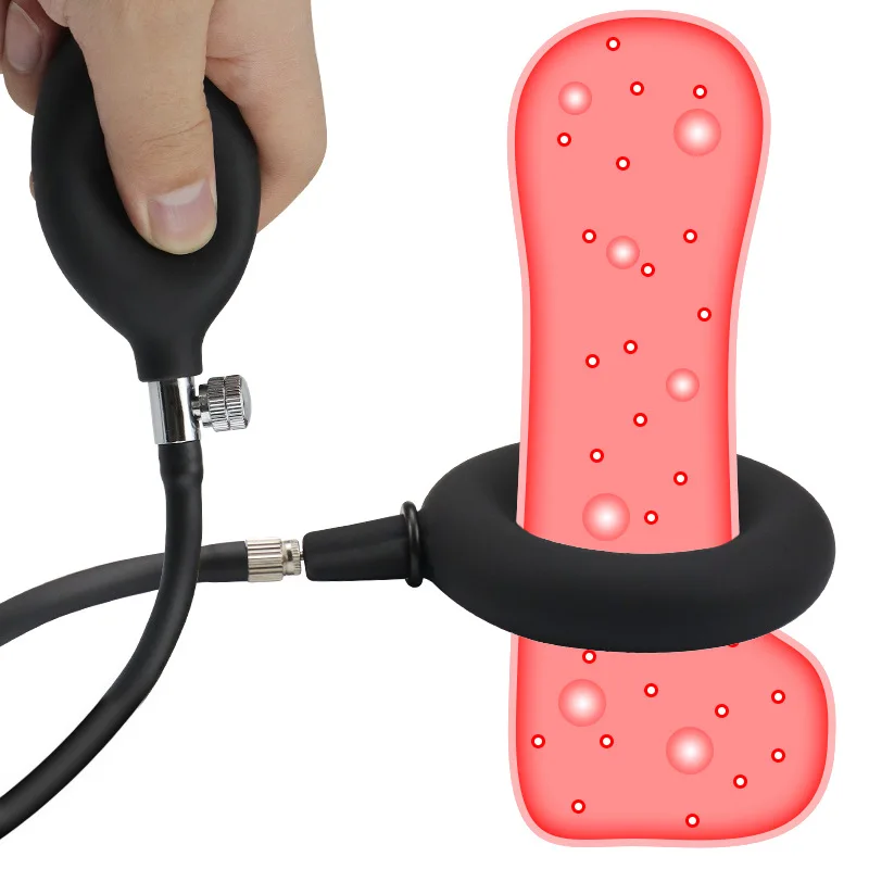 BDSM Inflatable Silicone Penis Ring Scrotum Stretch Adult Products Sex Toys For Men