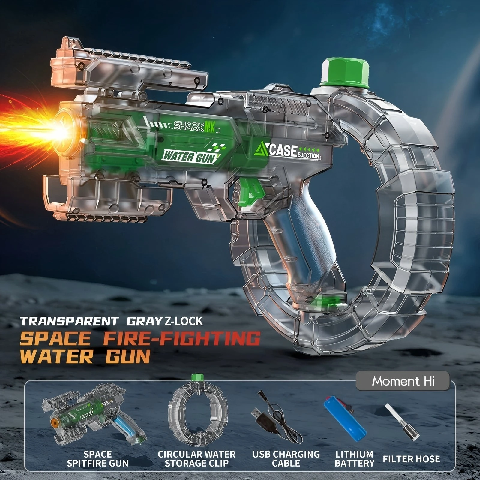 

Outdoor Large Capacity Electric Water Gun Toy, Continuous Shooting Water Gun With Lights, Summer Beach Pool Games Gift