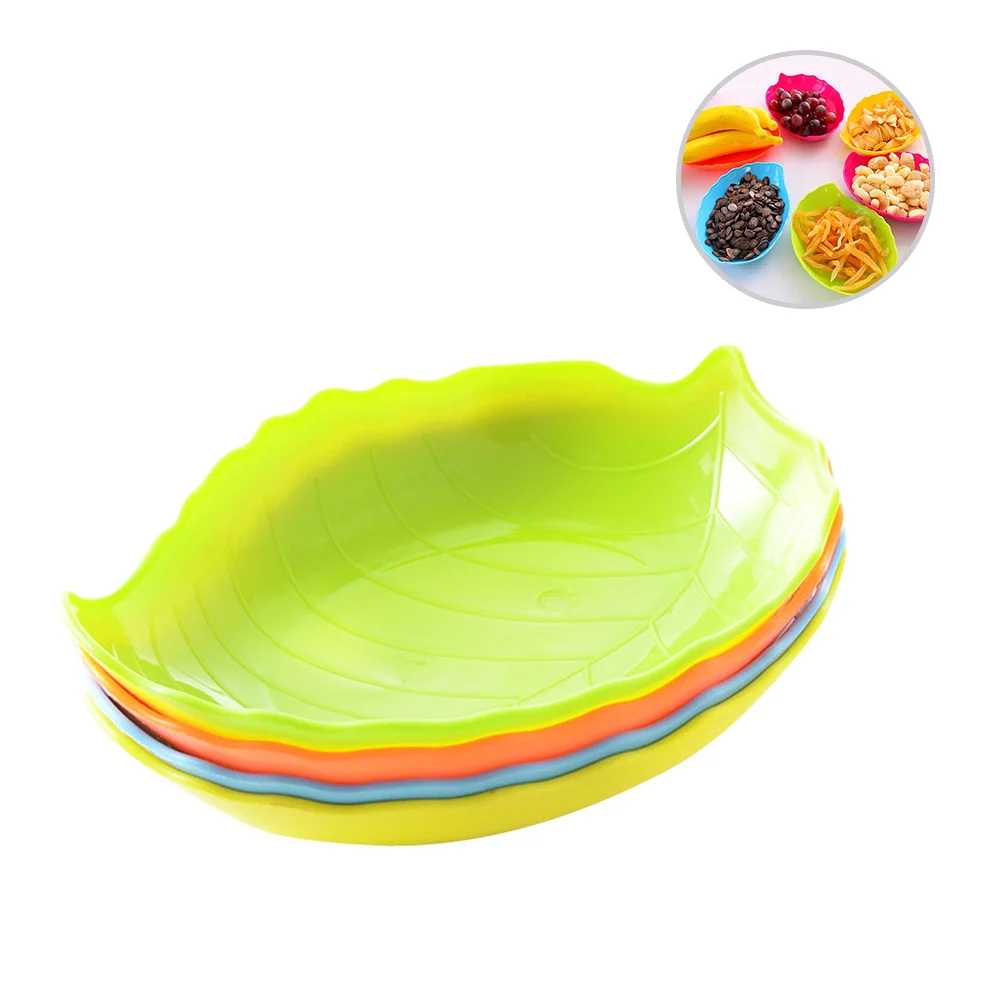 

10pcs Leaf Shape Candy Dish Food Grade Pp Non Toxic Sturdy Home Office Use Snack Fruit Plate Kitchen Accessories Party Wedding