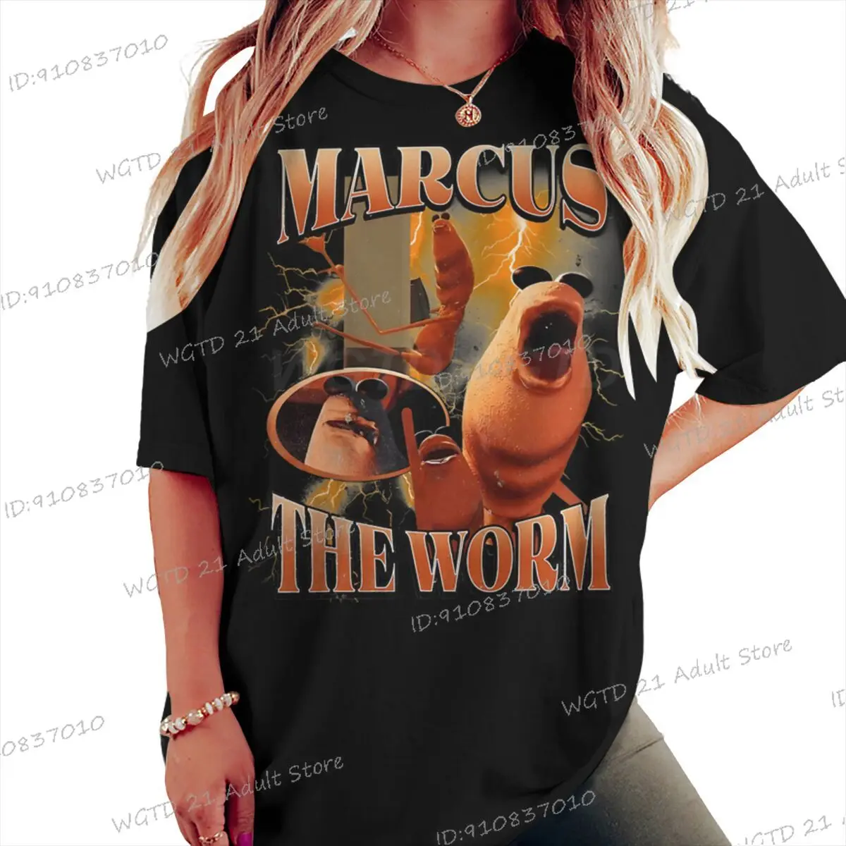 خمر ماركوس دودة طباعة النساء الرجال تي شيرتات قطن الشارع الشهير قصيرة الأكمام هدايا مضحك ماركوس دودة ميمي الملابس