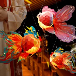 2024 New Fish Lantern New Year Ancient Style Intangible Cultural Heritage Handmade DIY Material Koi Fish Lantern Handheld Farol