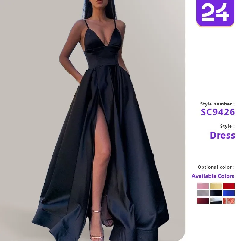 

Summer 2025 Sexy Slim-Fitting String Bikini Dr Deep V Split Banquet Cross-Border Fem Clothing Wear Chinese Waist Line