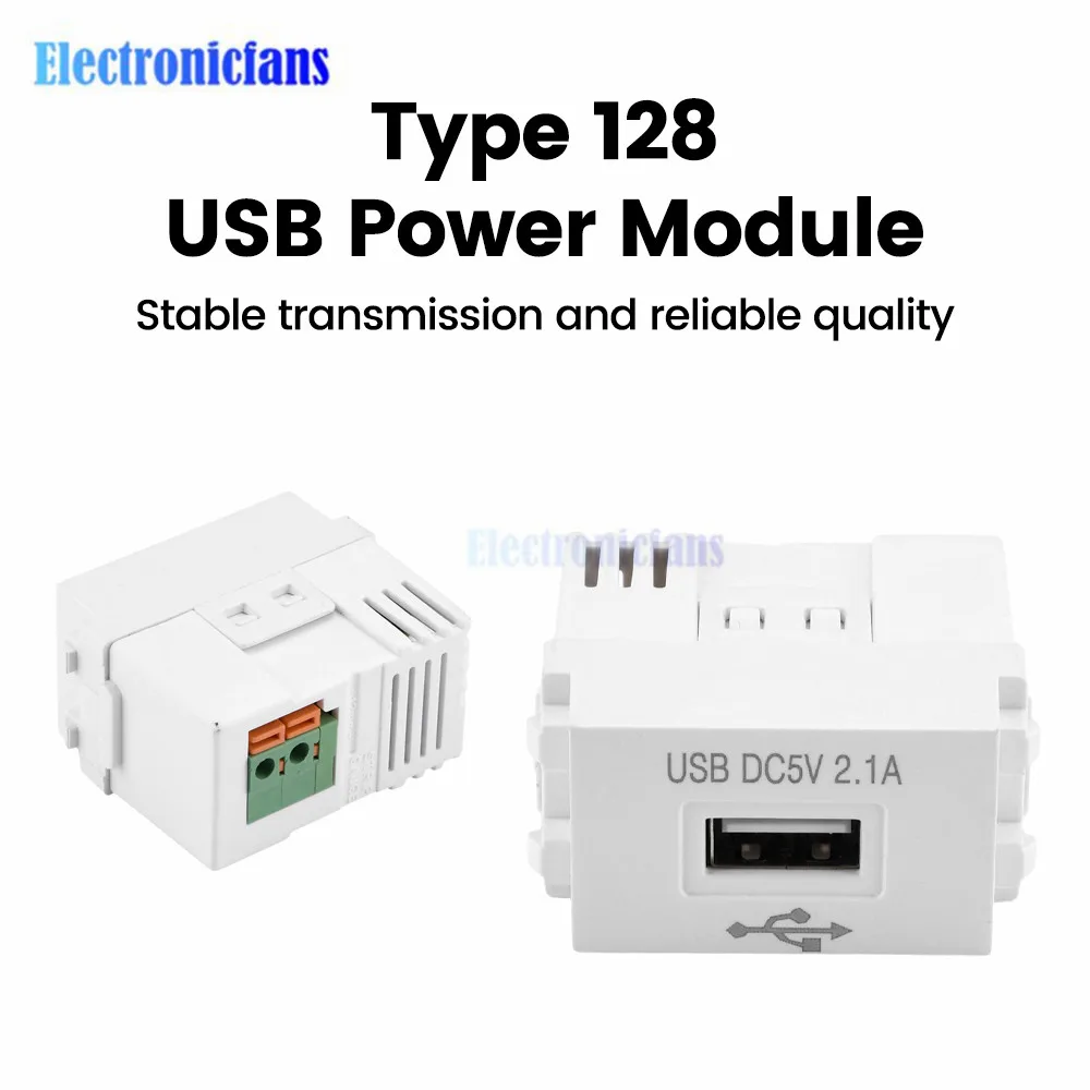 Type 128 USB Power Module 220V Socket 5V2.1A Mobile Phone Charging Module Switching Adapter