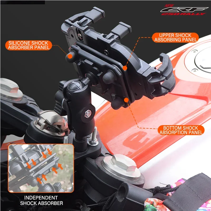 New Metal Motorcycle Phone Holder For HONDA CRF 300L 300 L CRF300 RALLY CRF300L Motor Free rotating shock absorber anti slip