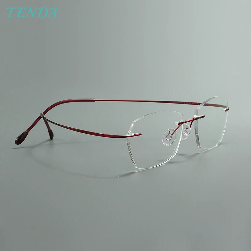 Rectangular Men and Women Colorful Superfine Super Light Titanium Flexible Rimless Glasses Frame