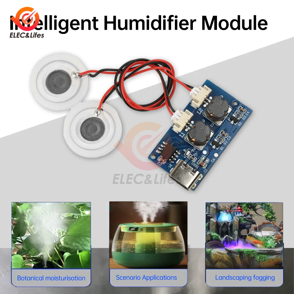 5V Tipo-C Mini Umidificatore Kit FAI DA TE Mist Maker e Driver Circuito 2/3 Fogger Atomizzazione Pellicola Atomizzatore Foglio Oscillante