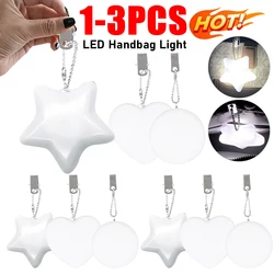 1-3PCS LED Handbag Light Bag Lamp Purse Night Light with Keychain Clip Xmas Gifts Heart Round Star Shaped Touch Sensor for Women