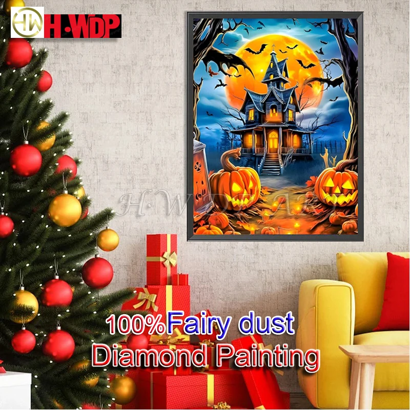 

Тыква 100% Фея Пыль Алмазная Картина Хэллоуин Полный Квадратный Алмазная Вышивка Крестом AB Алмазное Искусство Кристалл Домашний Декор