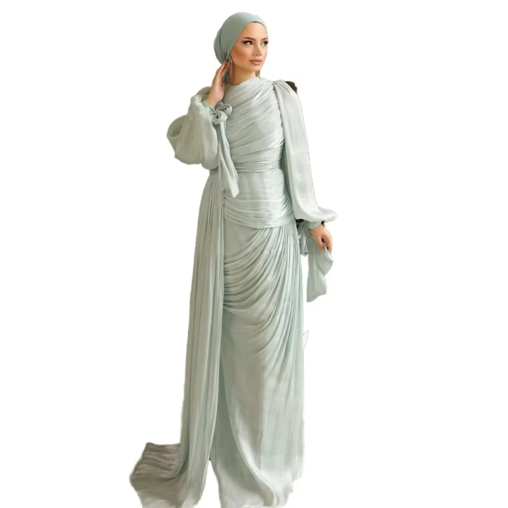 

Элегантные роскошные скромные вечерние платья, блестящее дизайнерское платье с рюшами, изысканные платья высокого качества для выпускного вечера для женщин по индивидуальному заказу