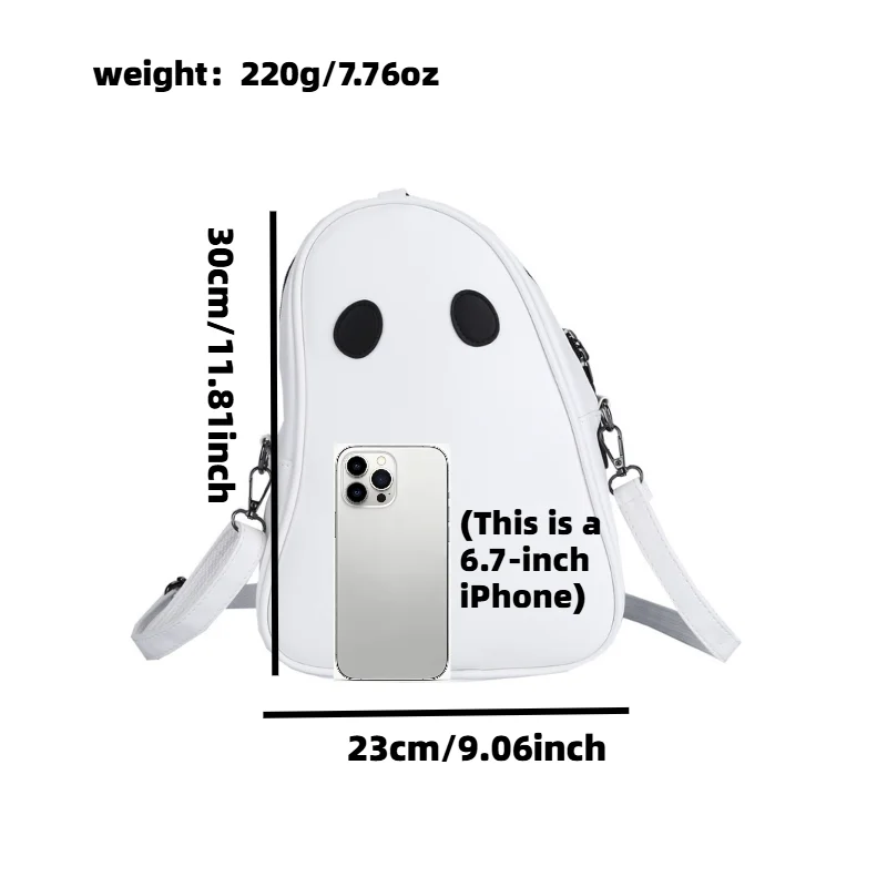 Cartoon Ghost PU Crossbody Bag, Creative Sling Chest Bag, Halloween Novelty Shoulder Purse