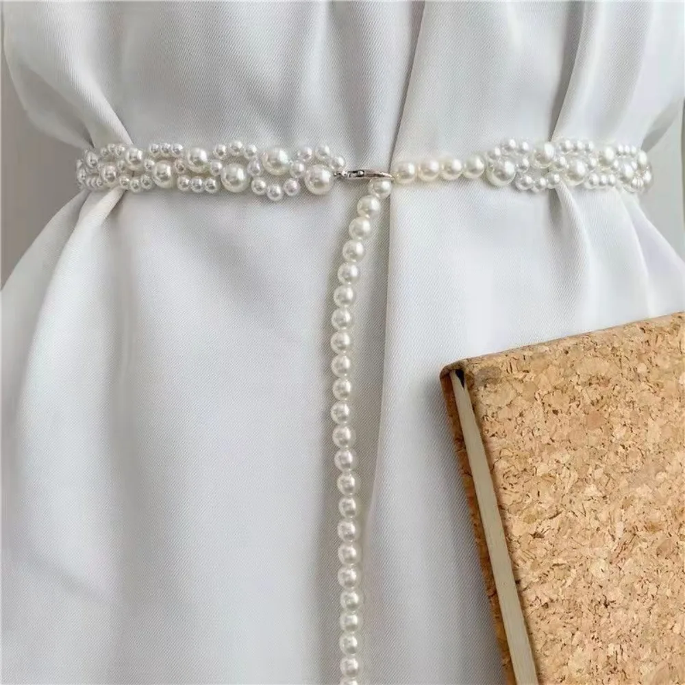 

New 100cm Pearl Waist Chains Waist Accessory Versatile Body Jewelry Temperament Elegant Pearl Belt Girls Dress Strap
