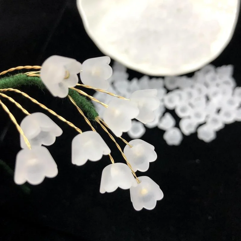 200pcs Transparent Acrylic Beads Tulip Flower Lily of The Valley for Jewelry Making DIY Bracelet Necklace