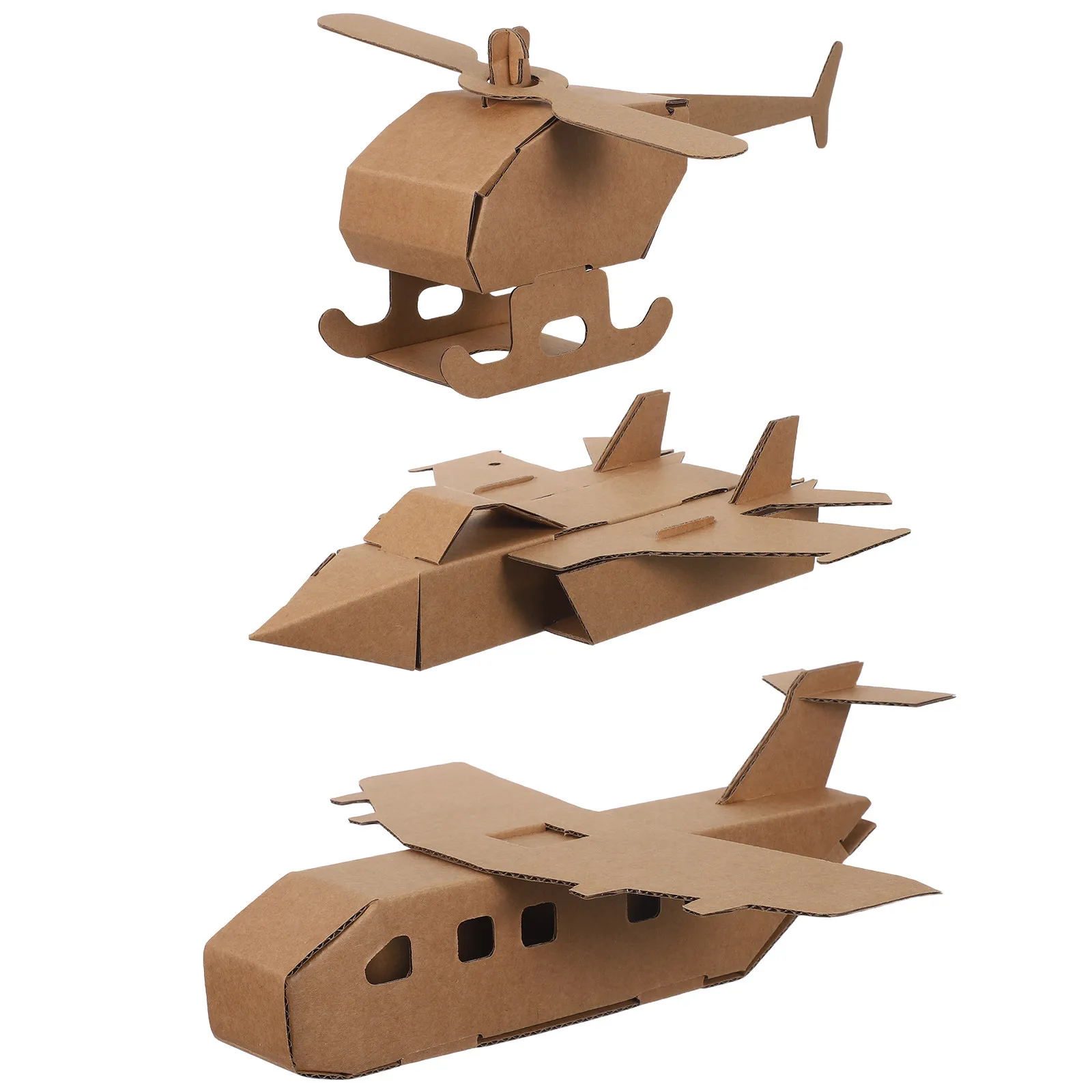 

3Pcs Cardboard Airplane Kit DIY Paper Paint Puzzle Planes Kids Educational Activities Party Decor Craft Assembly Set