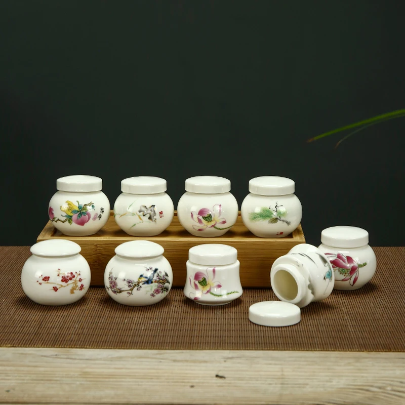 Mini Ceramic Tea Pot White Ceramic Pot Portable Travel Wake-up Tea Pot Storage Container Mini Storage Box Living Room Tea Set