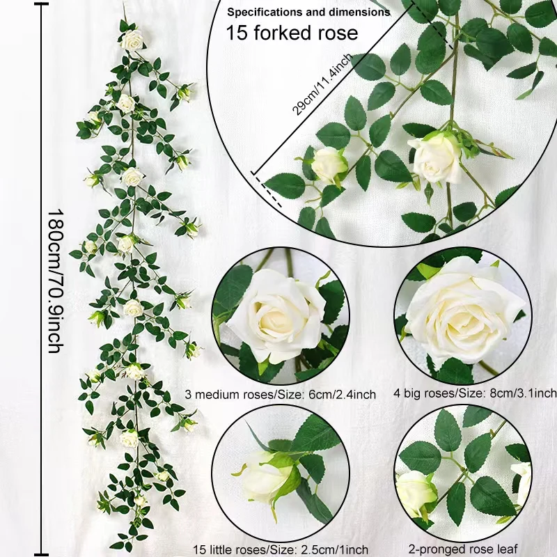 Hoa Giả Thực Vật Xanh Lvy Lá Hoa Treo Hoa Hồng Cây Nho Nhà Cưới Trang Trí Sân Vườn Tự Làm Treo Tường Hoa Lụa