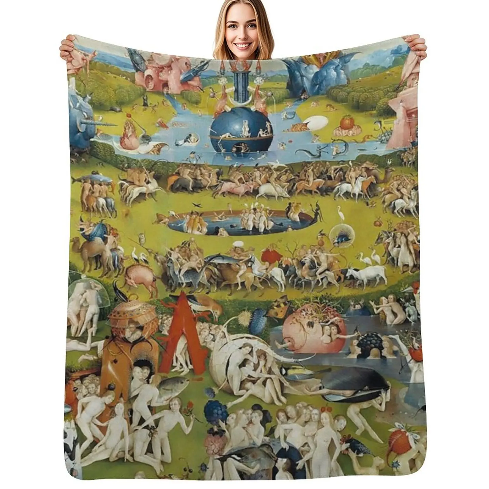 

The Garden of Earthly Delights by Hieronymus Bosch Throw Blanket Spring Fall Cozy Throw Blanket for Couch