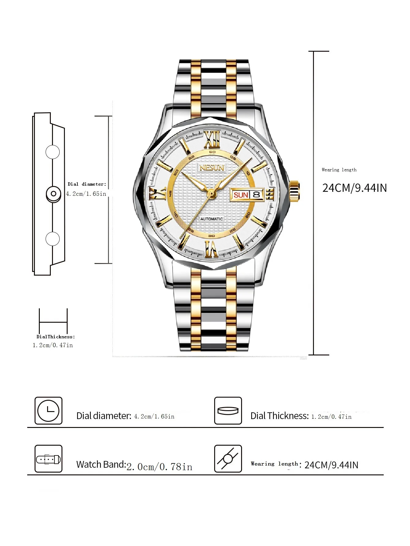 Relojes mecánicos NESUN para hombre, relojes mecánicos completamente automáticos, relojes mecánicos para caballero, relojes mecánicos para hombre