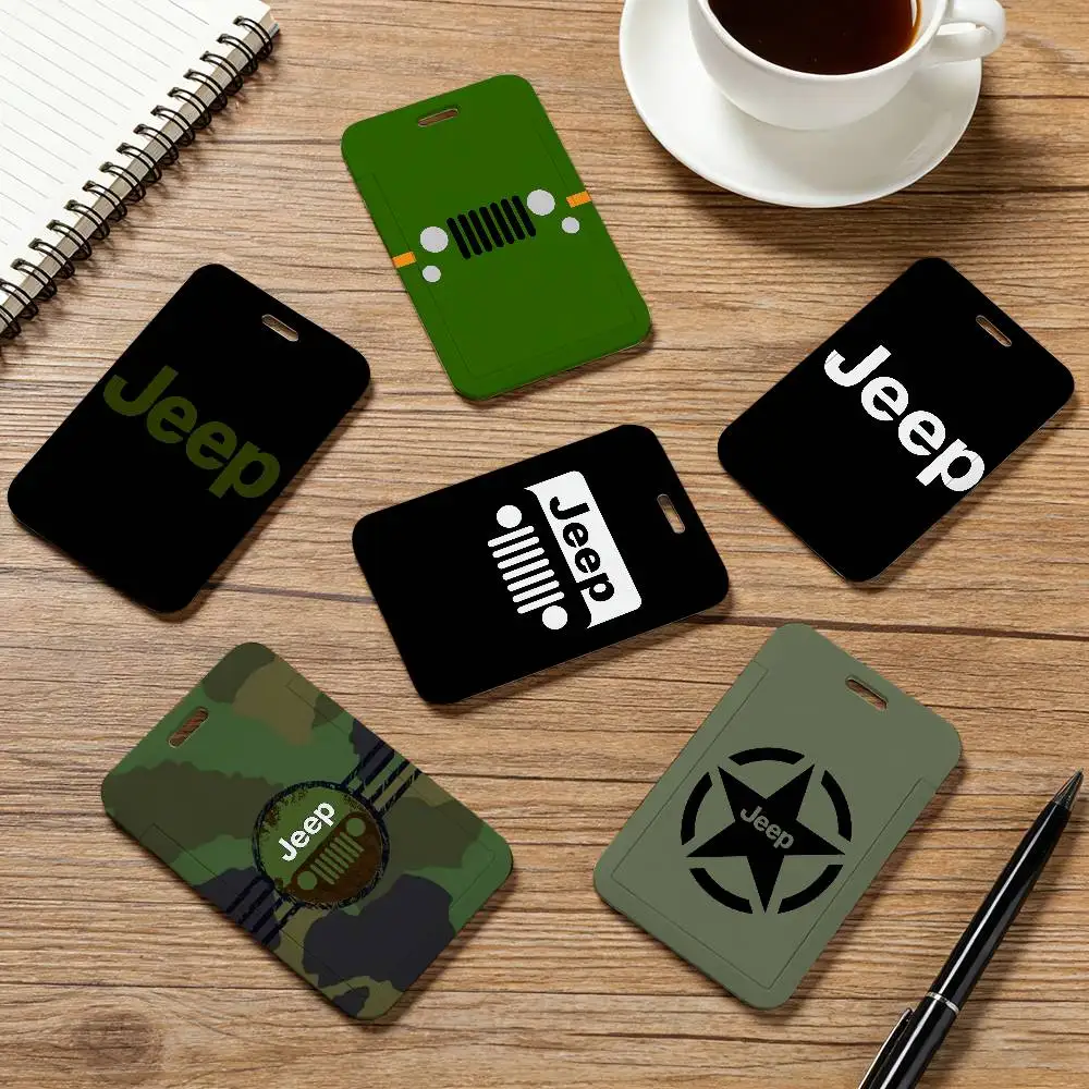 Fashion J-Jeep-ES Logo Card Holder Employee Card Cover Lanyard Work Business ID Badge Holder Name Tag Cards Case