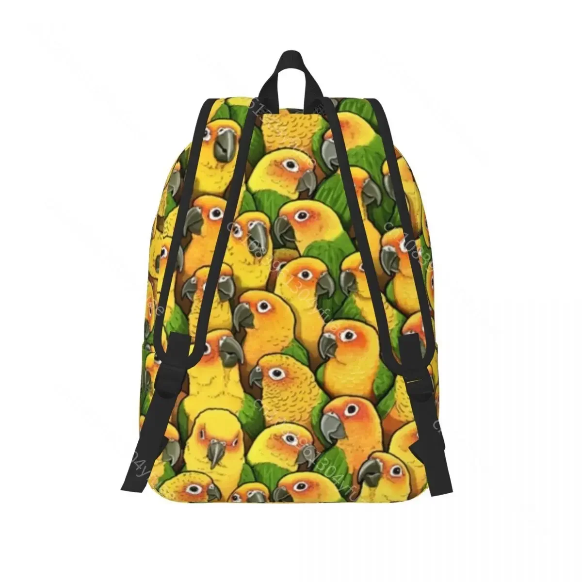 Yellow Parrot Print Canvas Backpacks Jenday Conures Bag Back To School Backpack Lightweight Universal Bags
