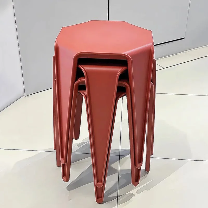 4 Pcs Plastic High Stools Can Be Stack Portable Chair Living Room Chairs Fabric Stool Storage Floor Industrial Silla Low Foot