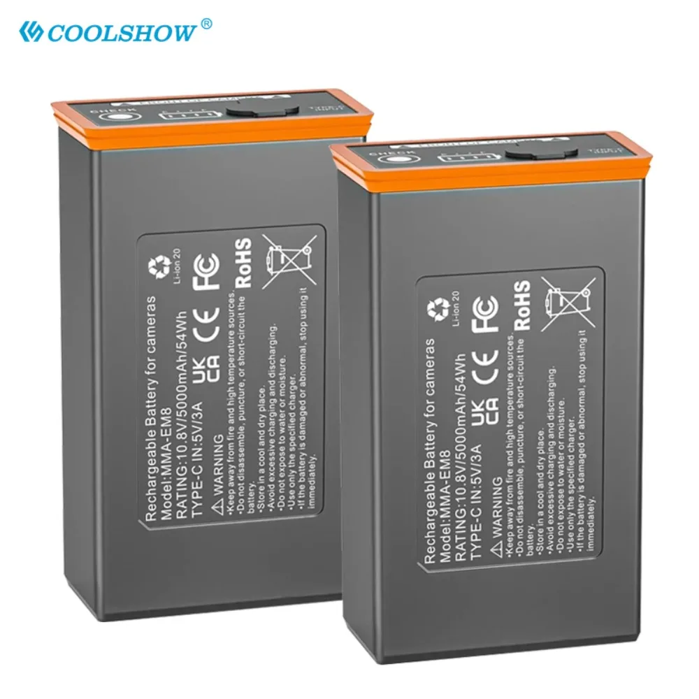 بطاريات 5000 مللي أمبير في الساعة EM8 لكاميرا EDGE PRO، EDGE 2 / 2PRO Moultrie Trail EM8 بطارية قابلة للشحن