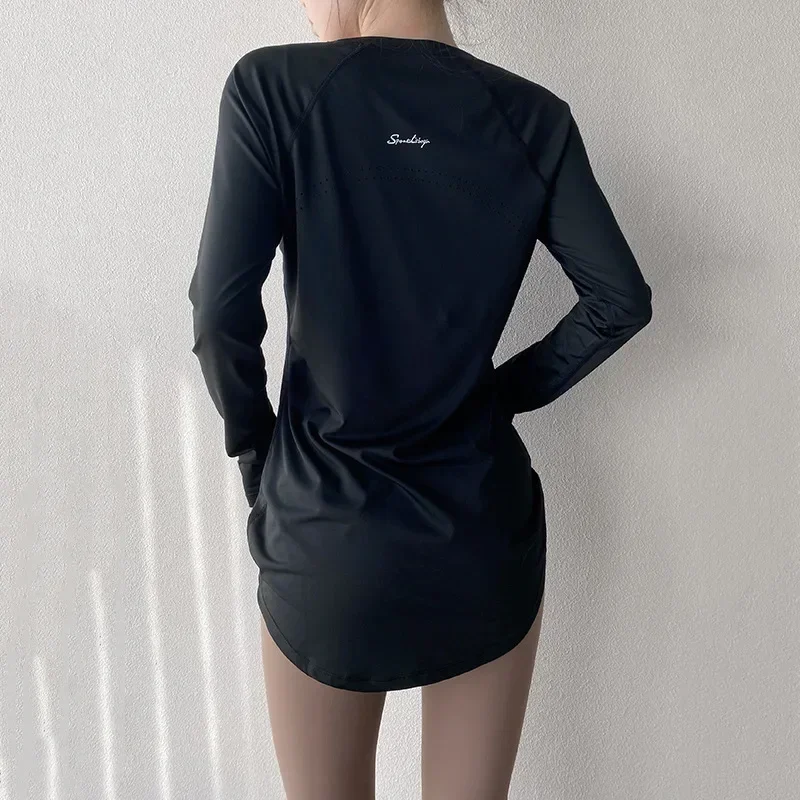 Hip Cover Long Sleeve Yoga Clothes Women 2025 Sportswear Gym Running Yoga Shirts Sports Tops Fitness T-shirt Gym Workout Blouses