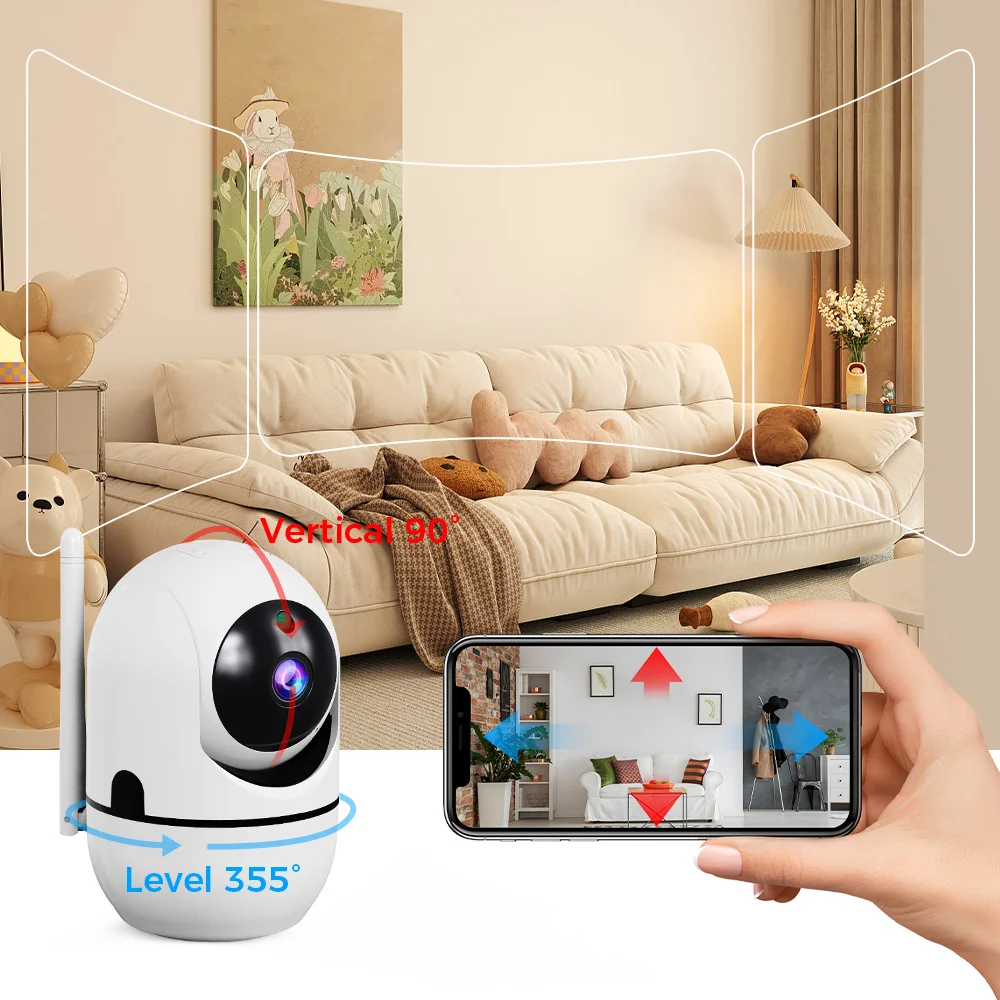 كاميرا واي فاي ذكية 3MP كاميرا IP لاسلكية داخلية AI كشف الإنسان تتبع تلقائي للرؤية الليلية أمن الوطن مراقبة الطفل/الحيوانات الأليفة