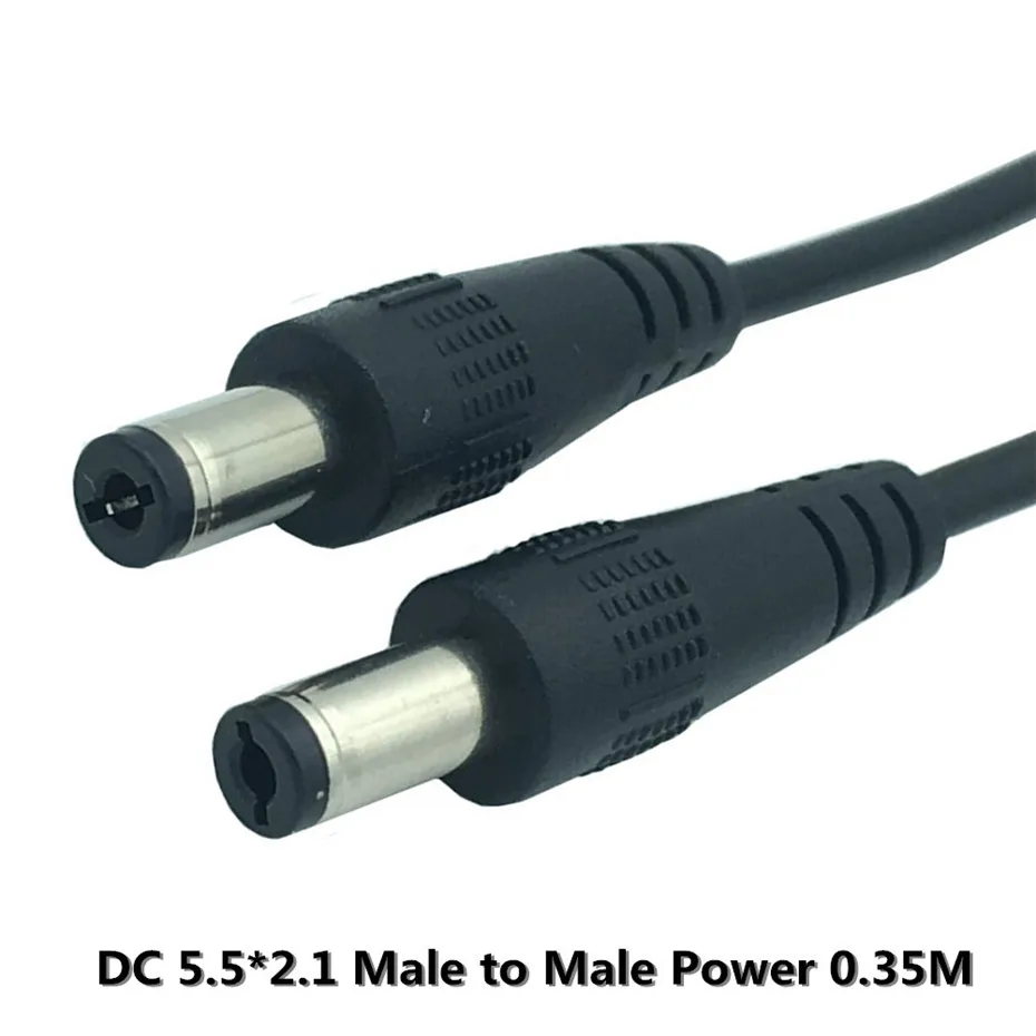 Dc Verlengkabel Wire 0.35M Man Naar Mannelijke Connector 5.5*2.1 Kabel 5.5*2.1 Mannelijk Naar Mannelijk Draad Zwart 35Cm