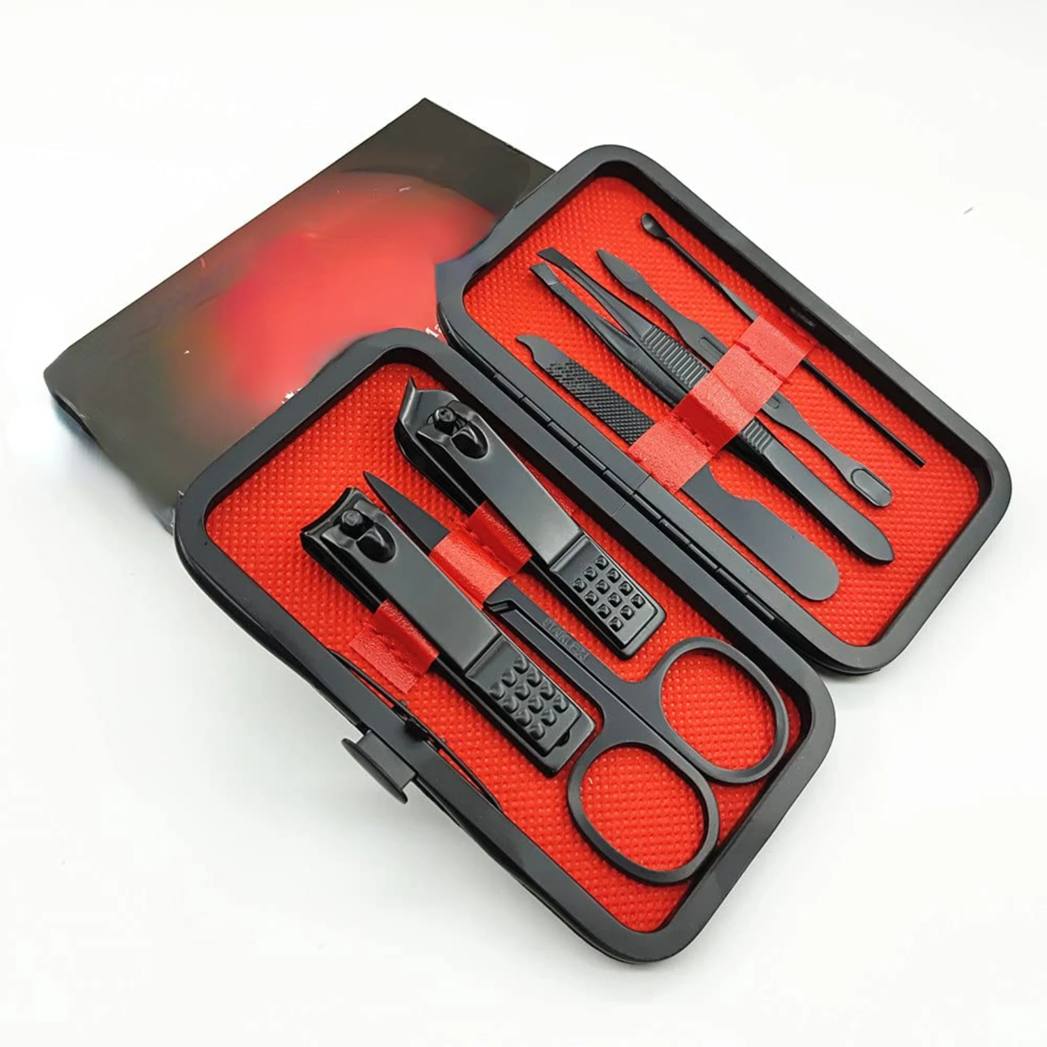 

Luxurious, durable stainless steel grooming kit for on-the-go individuals: High-quality complete 7-piece manicure set. Portable