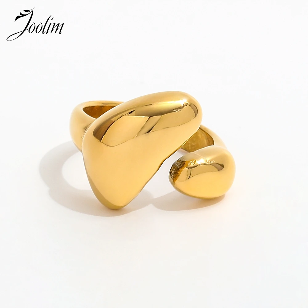 

Joolim High End PVD Waterproof Fashion Personsality Irregular Abstract Opening Ring for Women Stainless Steel Jewelry Wholesale