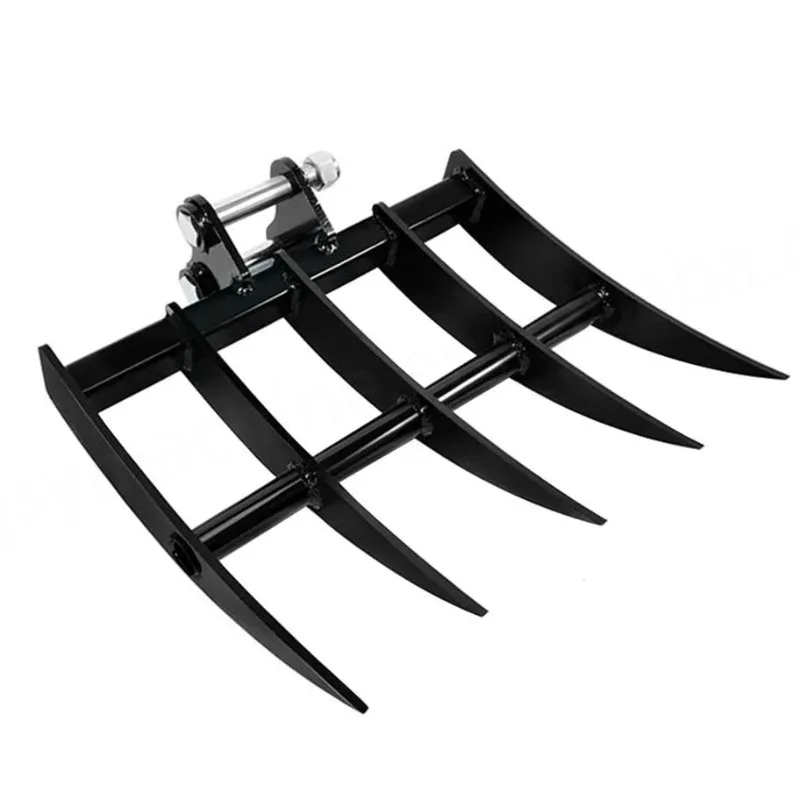 Mini Excavator Rake Tooth Loosening Rake for Garden Landscaping Efficient Collect Soft Loose Materials Durable Farm Working Tool