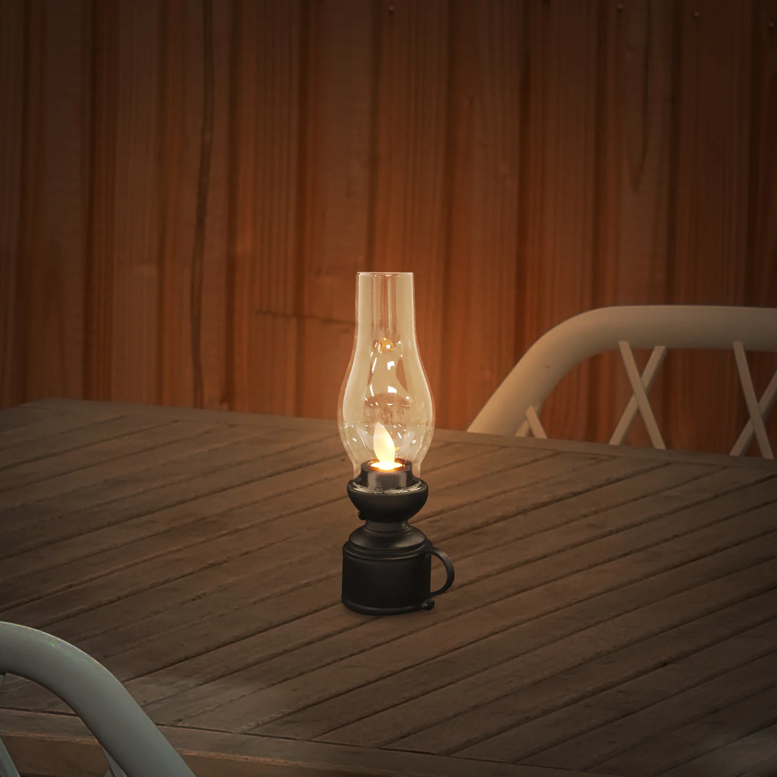 2 個 LED ランプ電子 C フレームレスレトロオイルライトヴィンテージランタンキャンプハイキング緊急用