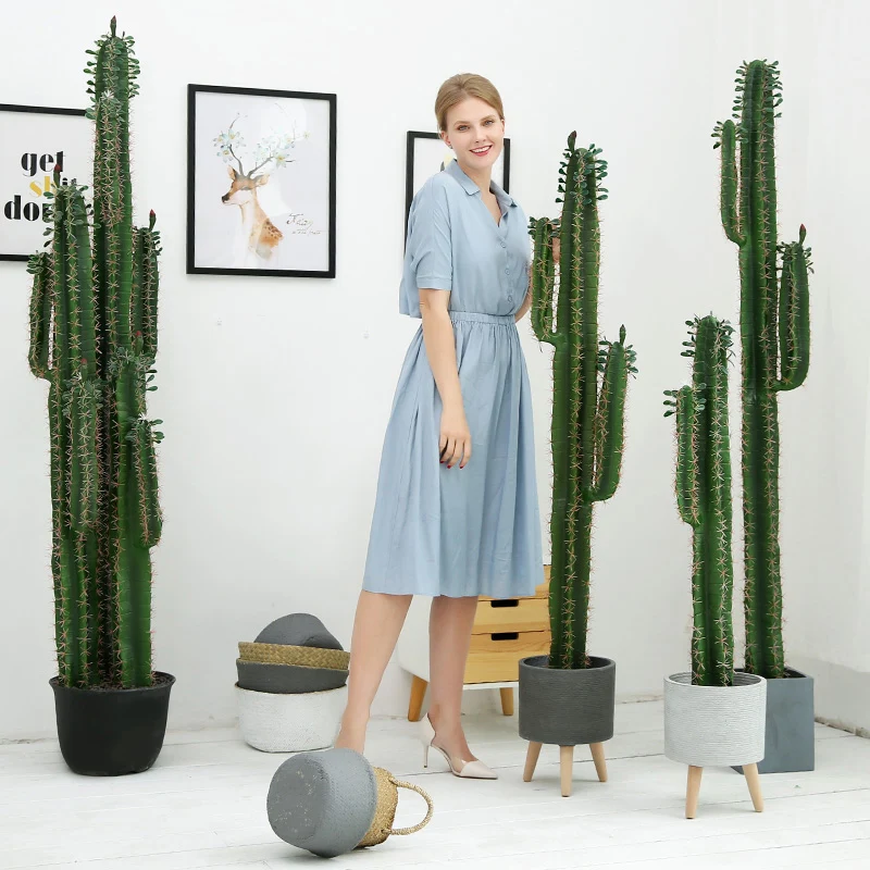 Nordic large-scale simulated cactus decoration living room floor-to-ceiling cactus ornament fake green plant indoor potted flowe