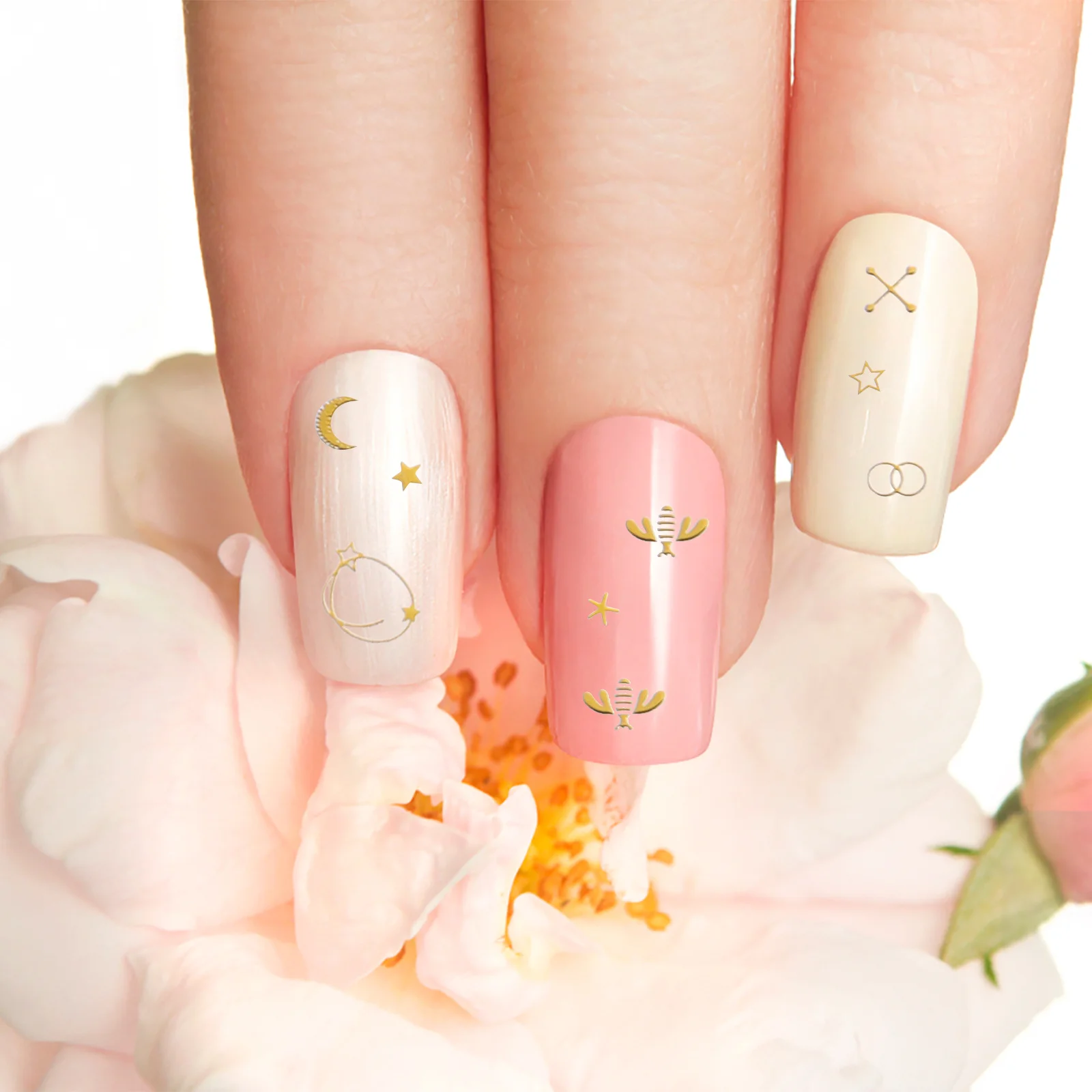 

10 шт. металлические наклейки 3D звезда луна дизайн самодельные наклейки для дизайна ногтей клей долговечные украшения для дизайна ногтей для женщин