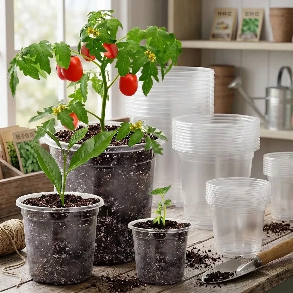 Seed Starting Pot Flower Plant Container 30 Packs Clear Nursery Pots with Drainage Holes Transparent Plastic Plant 3.5 4 5 Inch