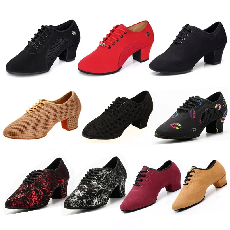 Zapatos de baile latino para mujer, zapatos de baile de salón de Jazz, Salsa, tacones altos, entrenamiento para niños, zapatillas de baile de Tango