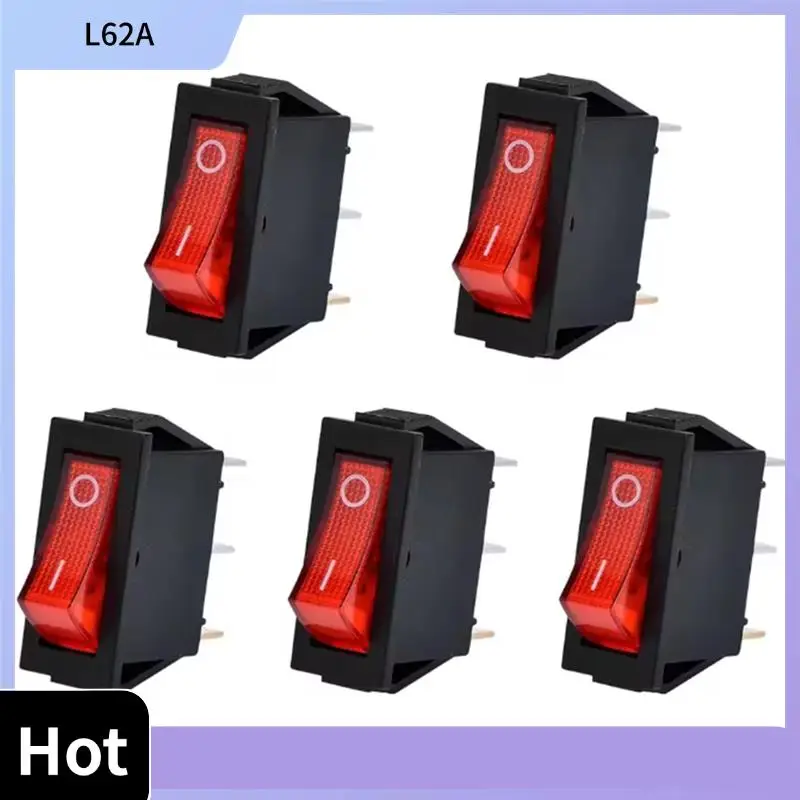 

L62A кулисные переключатели для лодок, переключатели для электрических каминов, 5 шт., красные, с подсветкой, 3 контакта, 2 положения, мини