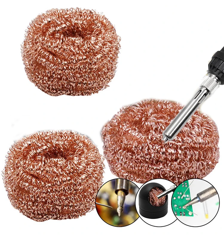 Soldering Iron Tip Cleaner Desoldering Cleaning Ball Welding Soldering Iron Mesh Filter Metal Wire Stand Steel Ball Tin Remover