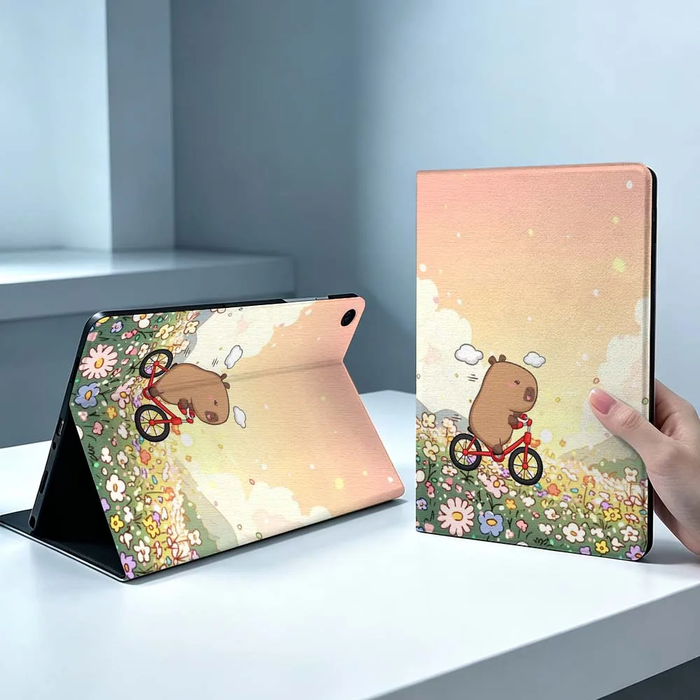 Creative Cute Capybara Love For Samsung Galaxy Tab S11 S10 S9 S8 S7 S6 A9 A8 A7 A11 Lite FE Plus Pen Tray Tablet Case Soft