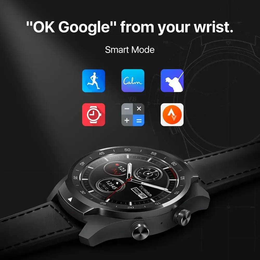 Tictwatch-reloj inteligente Pro Wear OS, dispositivo resistente al agua IP68 con GPS integrado, pantalla Dual de 512M para iOS y Android, pago por