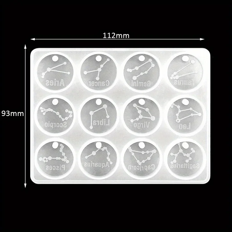 12 Zodiac Constellation Resin Molds Round Star Zodiac Sign Epoxy Silicone Casting Mould for DIY Jewelry Crafts Making Supplies