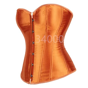 Caudatus Damensatin, Overbust Bustier, sexy Korselet mit Spitze, Vintage -Stil, großer Größe, Orange 12 Hauptverkauf Orange Korsett - №2