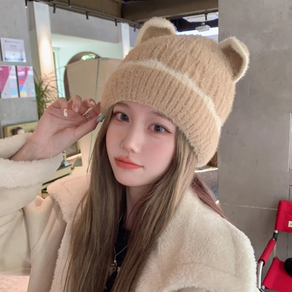 

Fashion Cute Ears Knitted Hat Windproof Cold Proof Ear Protector Hat Warm Hat Women